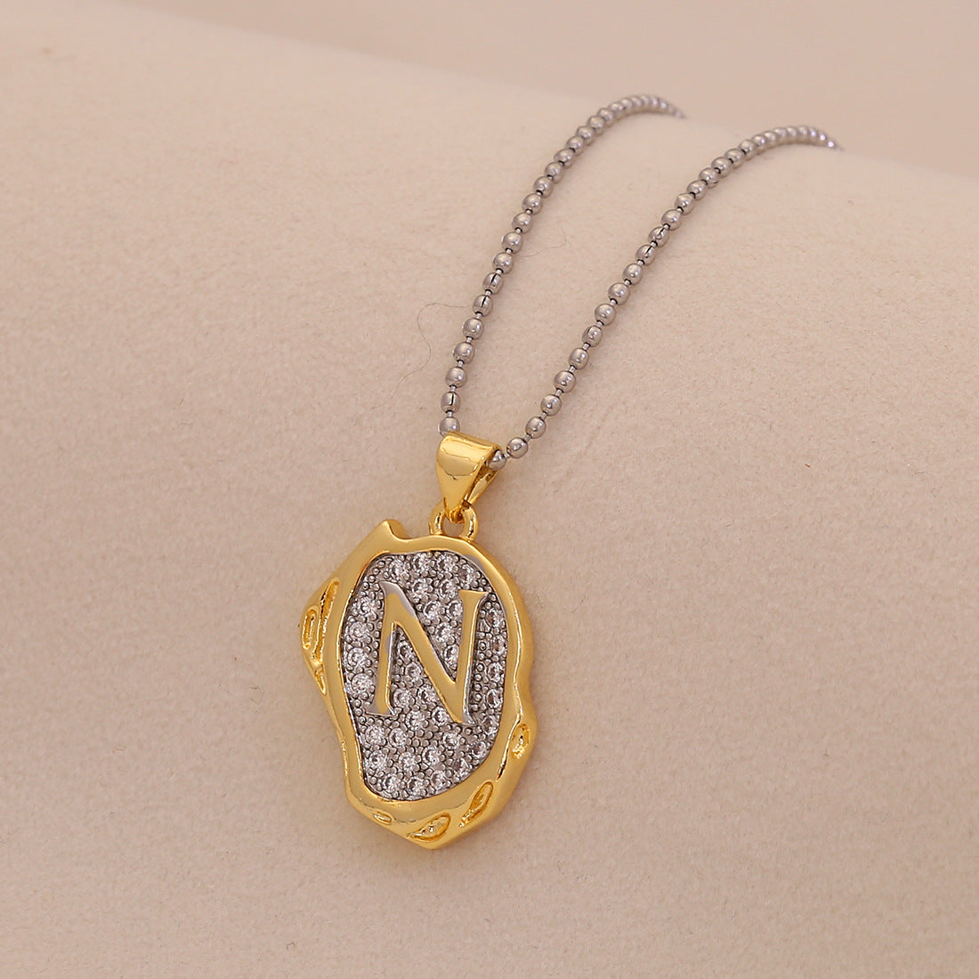 Retro Letter Pendant Necklace for Women in Brass with Minimalist Elegant Locket Style
