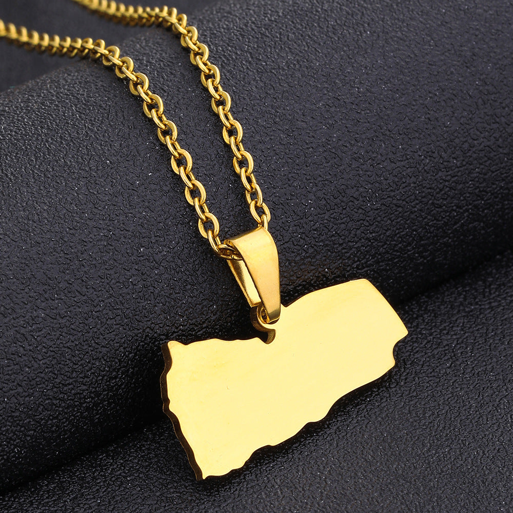 Collana Minimalista Geometrica con Ciondolo in Acciaio Inossidabile con Charm in Acciaio al Titanio e Finitura Placcata per Uomo e Donna Stile Casual