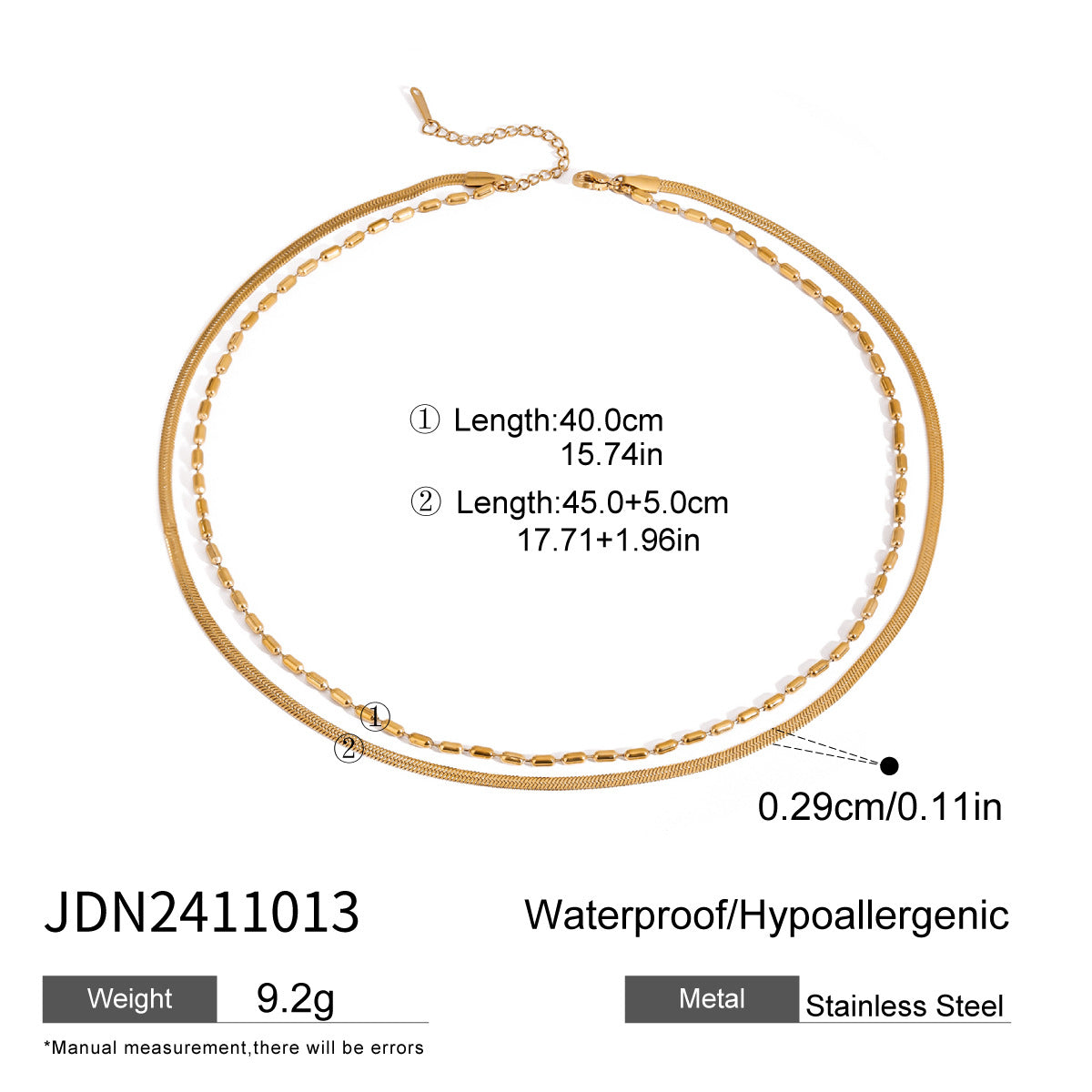 Collana con Pendente Geometrico Minimalista in Acciaio al Titanio con Finitura Placcata da Donna, Catena a Strati Regolabile in Acciaio Inossidabile