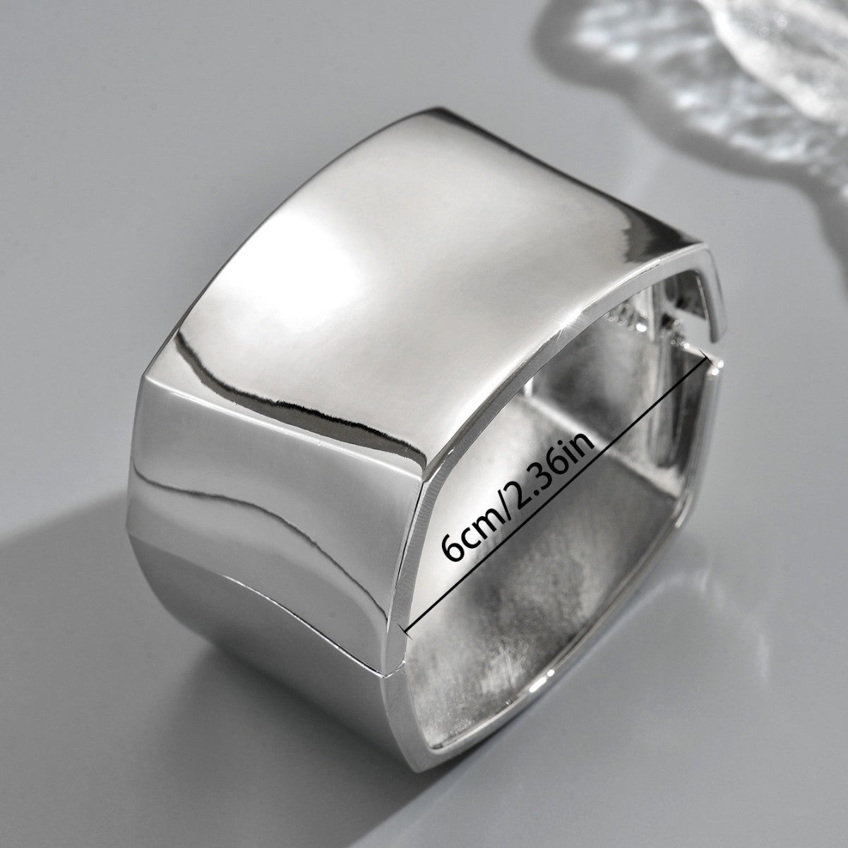 Geometric Wide Cuff Bracelet in Zinc Alloy with Polished Finish and Twisted Metal Design for Women