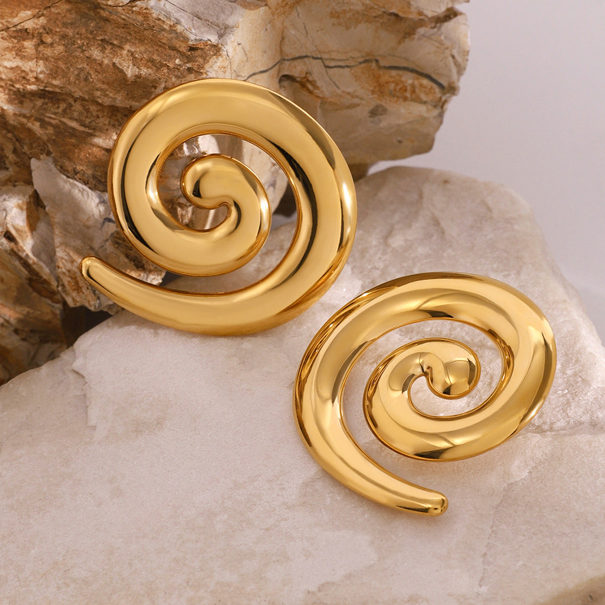 Minimalist Geometric Stainless Steel Earrings with 18K Gold Plating, Hypoallergenic Tungsten Steel Ear Studs for Women