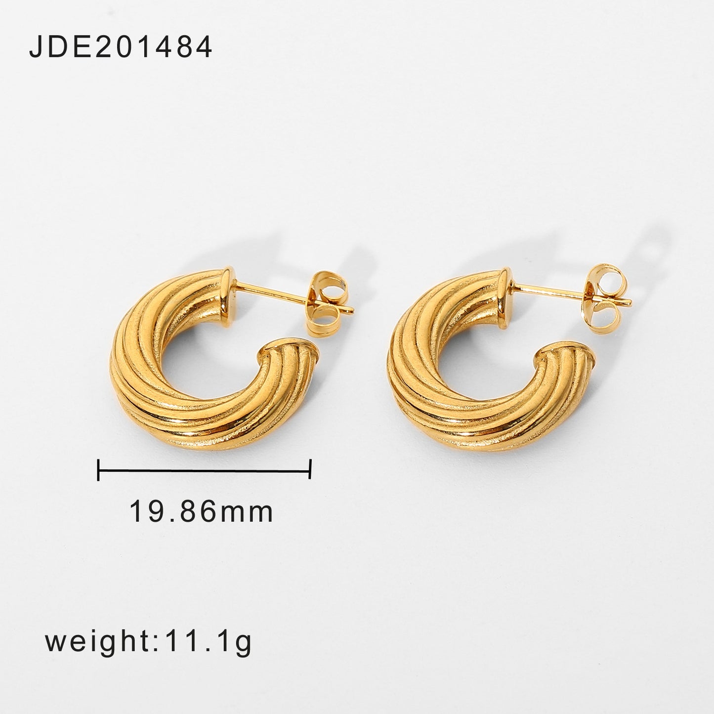 Pendientes de Acero Inoxidable Geométricos Retorcidos de Moda con Baño de Oro de 18K para Mujer