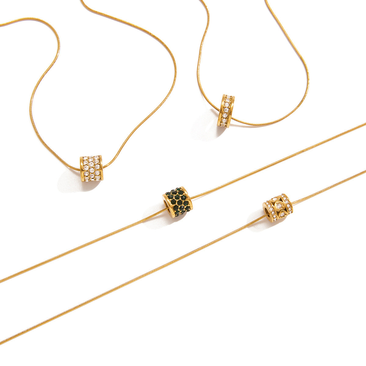 Collana di lusso minimalista con cerchio geometrico e strass placcata oro 18K in acciaio al titanio, gioielli da donna