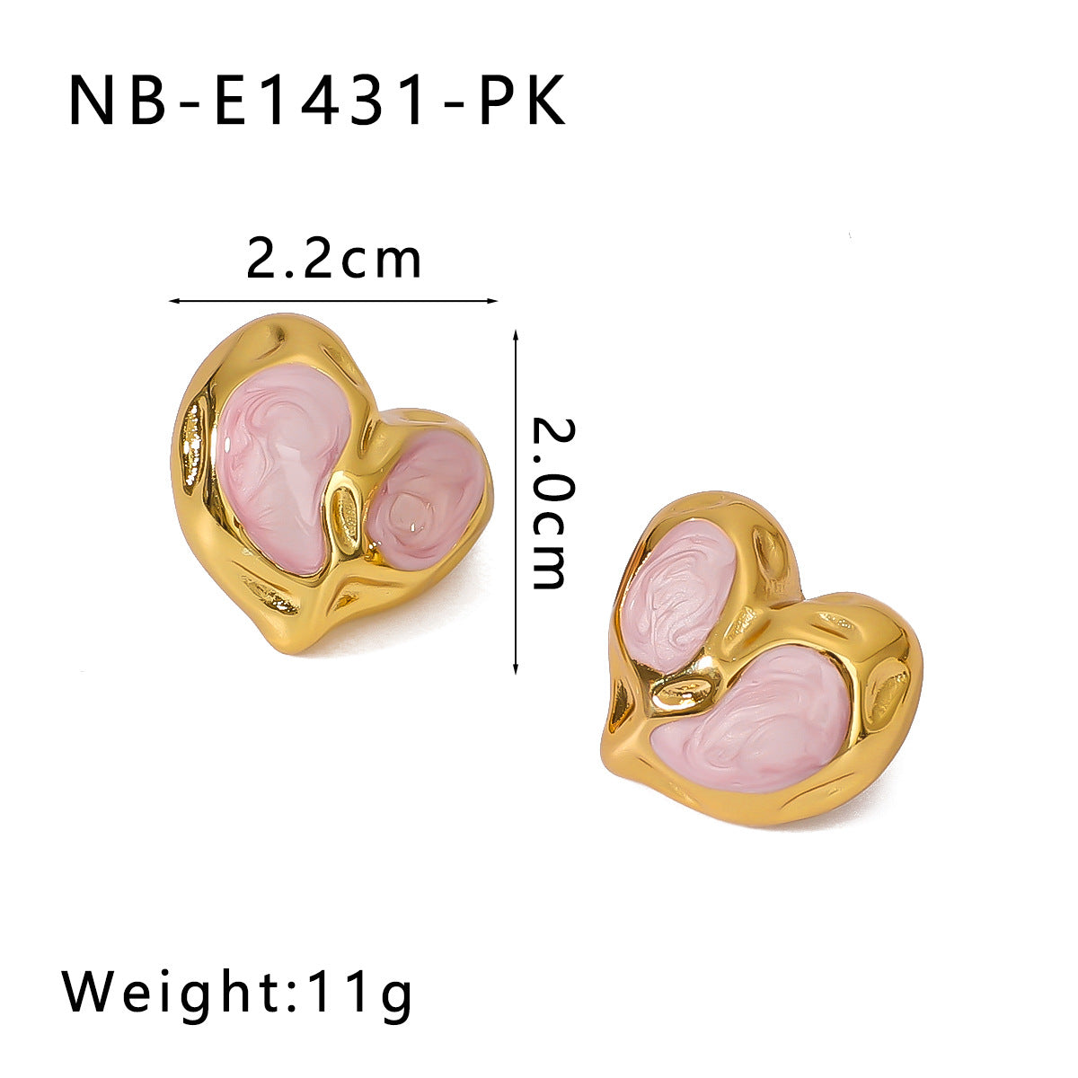 Minimalist Heart-Shaped Stainless Steel Earrings with 18K Vacuum Plating for Women