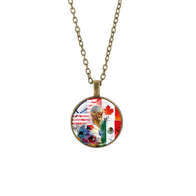 Vintage Sporty Geometric Alloy Pendant Necklace with Crystal Charm for Unisex
