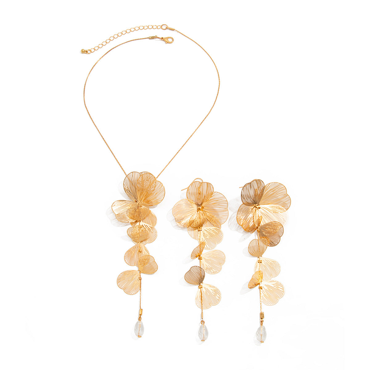 Collana Pendente Minimalista a Foglia di Ginkgo da Donna con Perla di Imitazione e Catena a Y in Metallo con Finitura Elettrodeposita