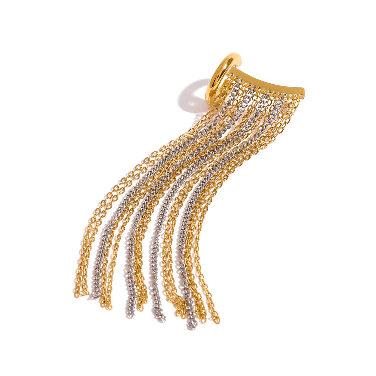 Orecchini Geometrici a Clip in Acciaio Inox con Nappe per Donne, Gioielli Minimalisti di Moda Elettroplaccati