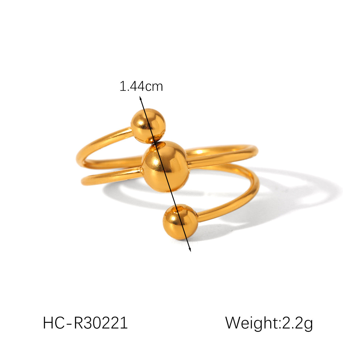Geometric Ball-Shaped Titanium Steel Ring with Irregular Line Design for Women, Electroplated Stainless Steel Band Jewelry