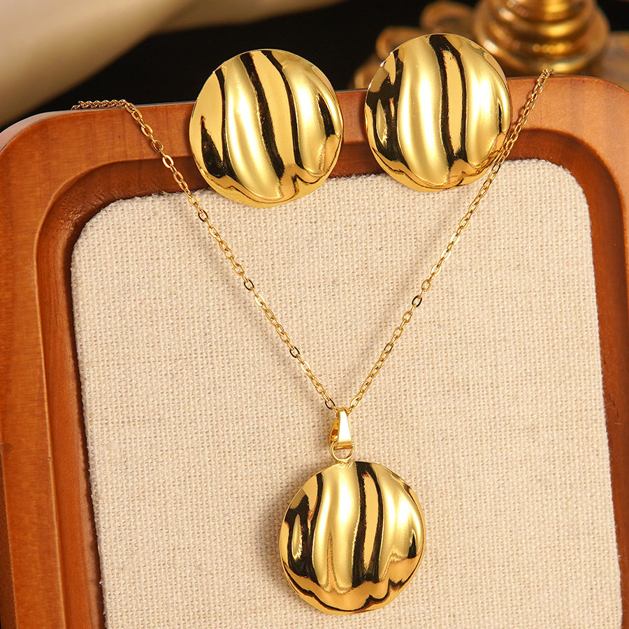 Set collana e orecchini a stella marina con fiocco conchiglia smaltato in acciaio inossidabile e titanio con catena a cavo per donna