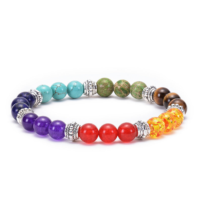 Natural Agate Lava Stone Beaded Bracelet Round Geometric Unisex Yoga Jewelry