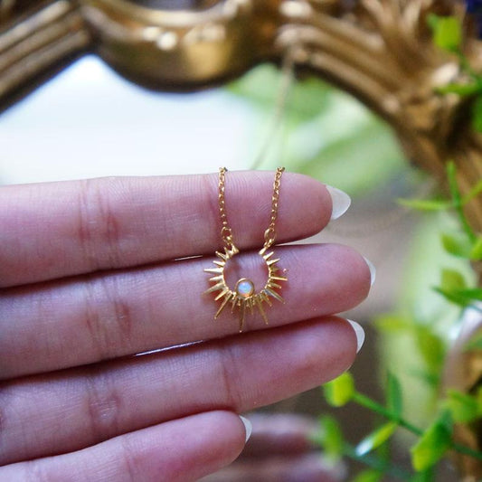Vintage Star and Moon Pendant Necklace with Hollow Sun Design in Plated Copper on O-Chain for Women