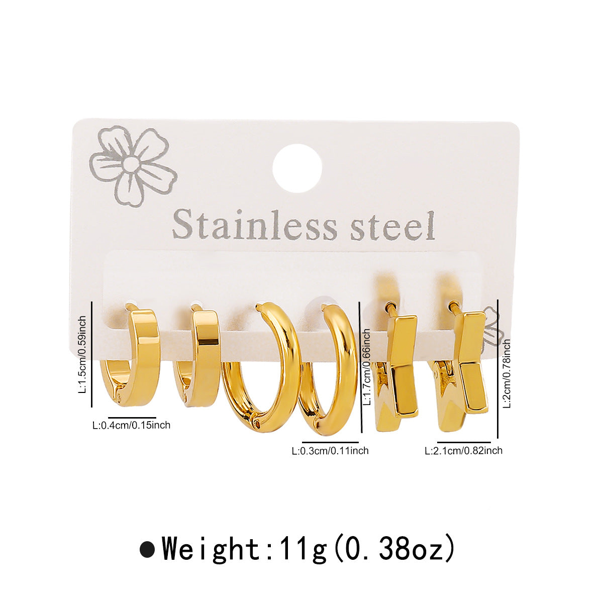 Minimalist Stainless Steel Star-Shaped Geometric Stud Earrings with Plating Finish
