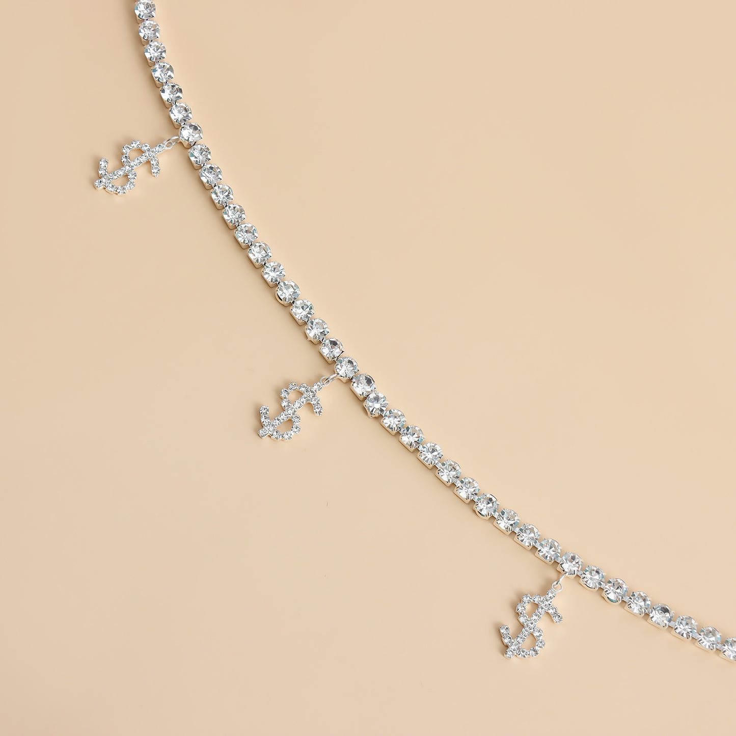 Hip-hop Punk Rhinestone Curb Chain Waist Belt for Women