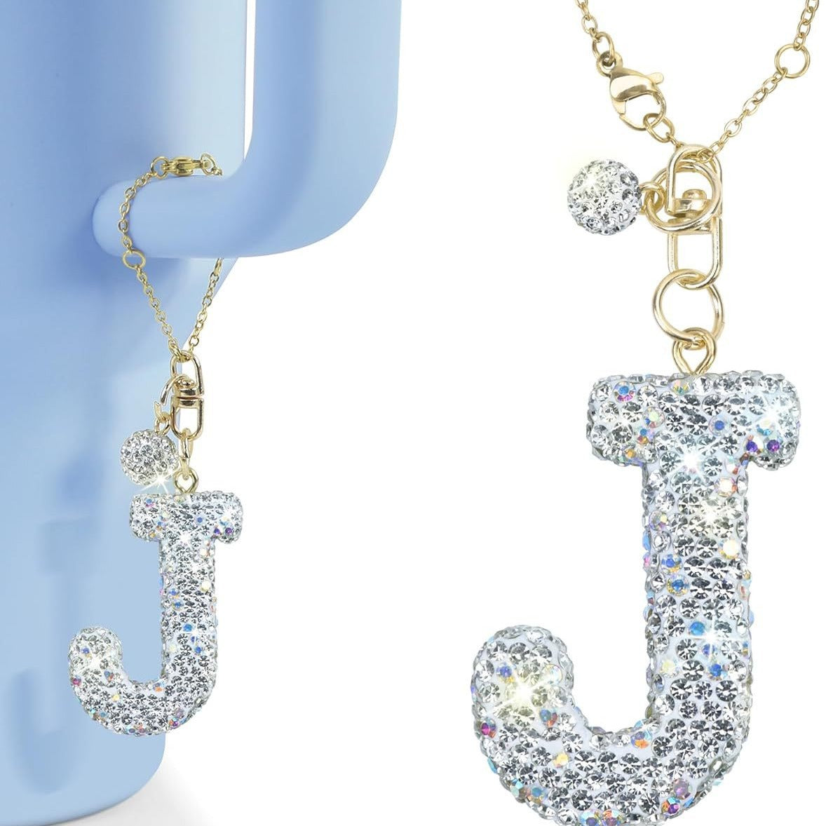Rhinestone Inlaid Letter Resin Charm Bar