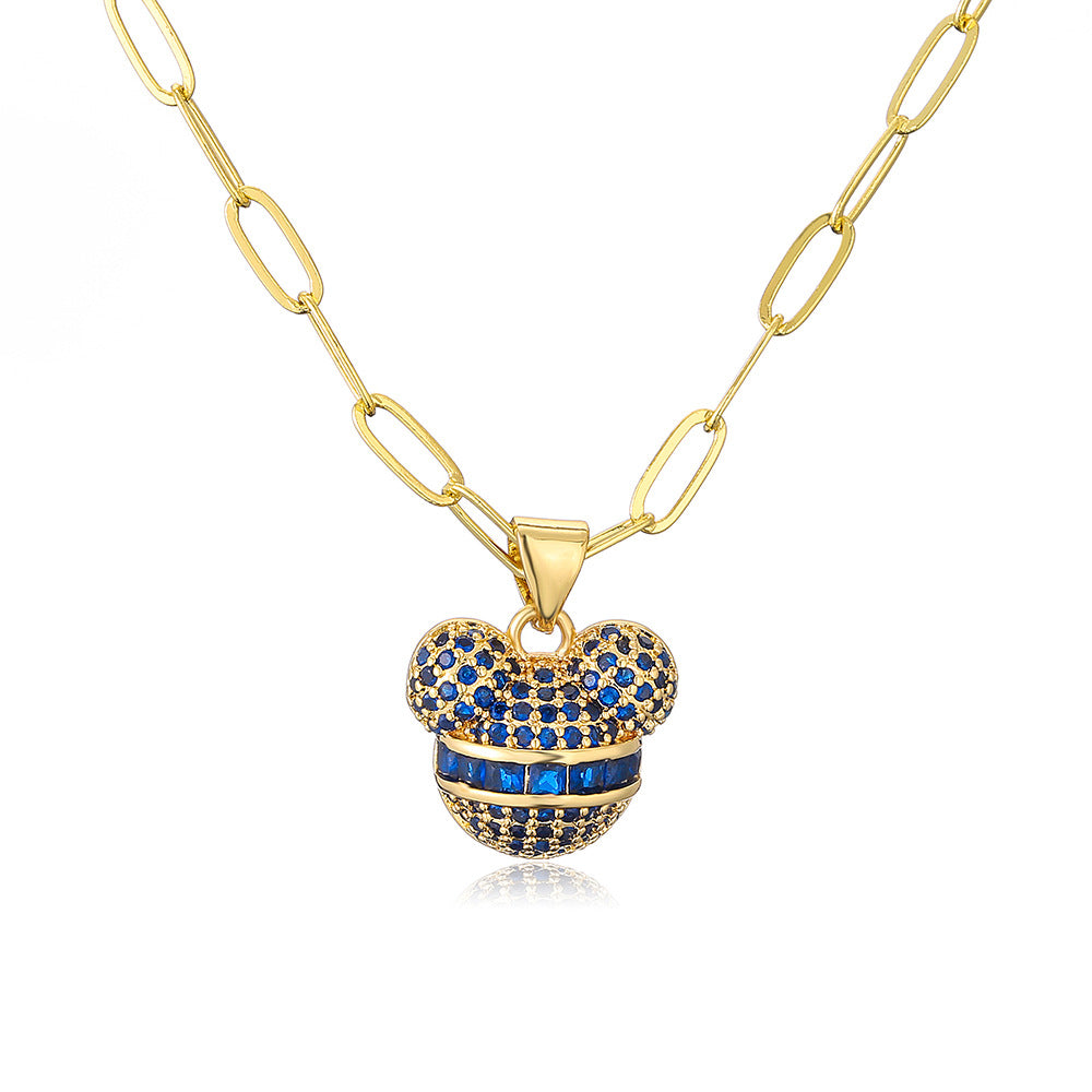 Minimalist Geometric Pendant Necklace for Women with Copper Base Plated in 18K Gold and Micro-Paved Zirconia