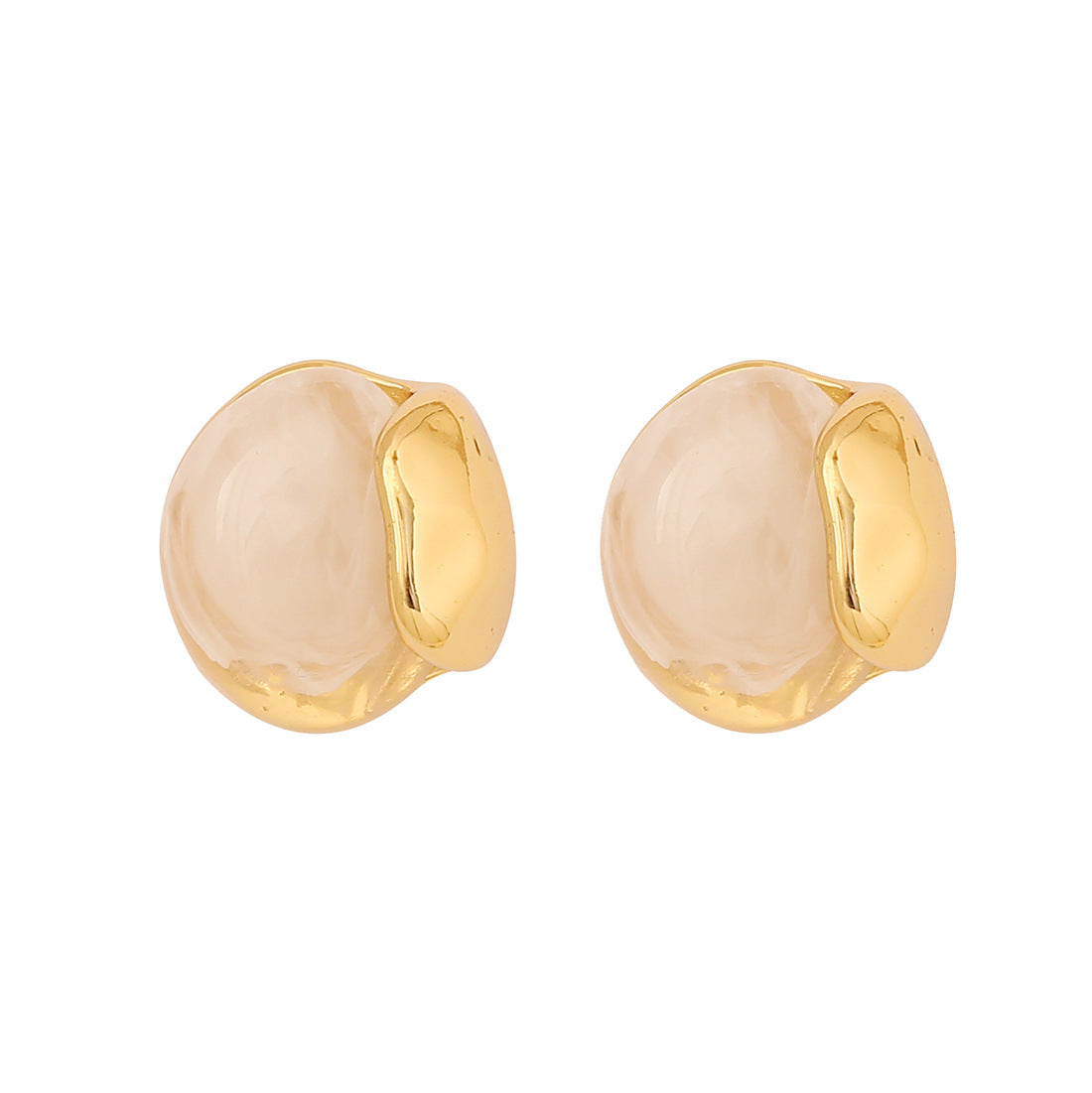 Fashionable Geometric Oval Resin Earrings in Stainless Steel with Plated Finish for Women