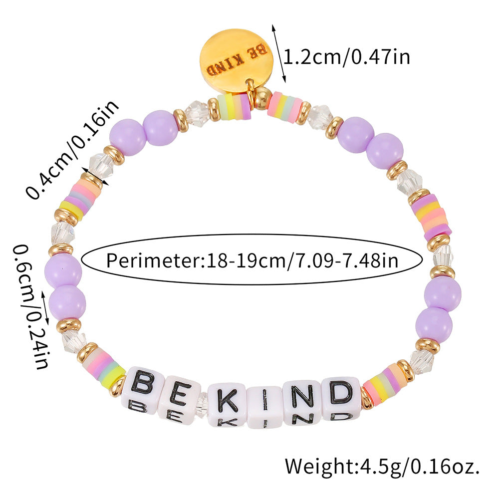 Sweet Acrylic Letter Charm Bar Bracelet for Women DIY Name Beaded Hand Jewelry