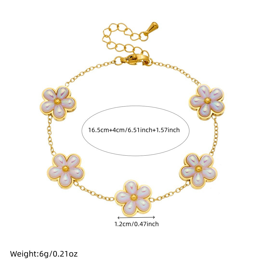 Sweet Minimalist Gold Plated Stainless Steel Floral Pearl Bracelet