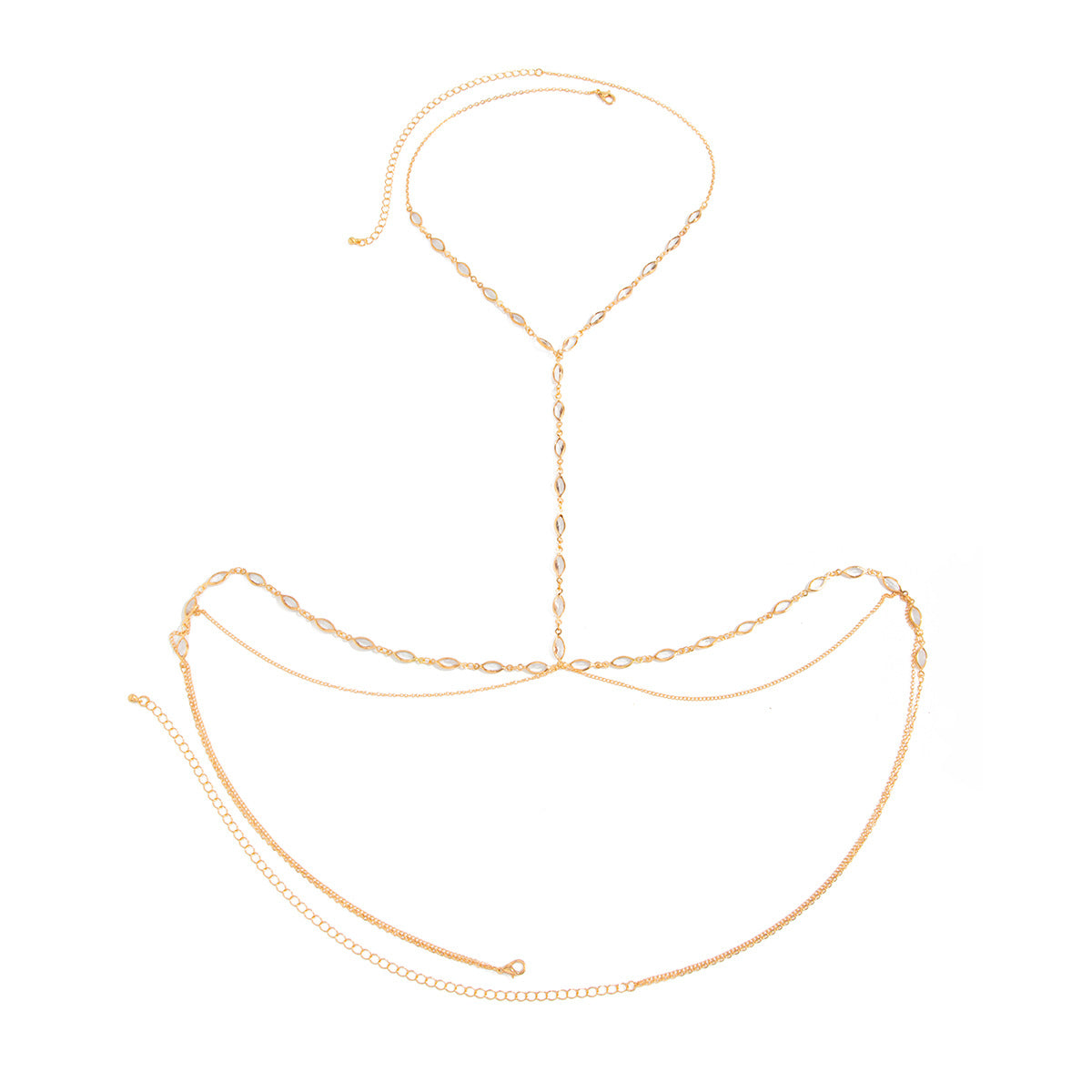 Fashion Crystal Inlaid Brass Body Chain for Women