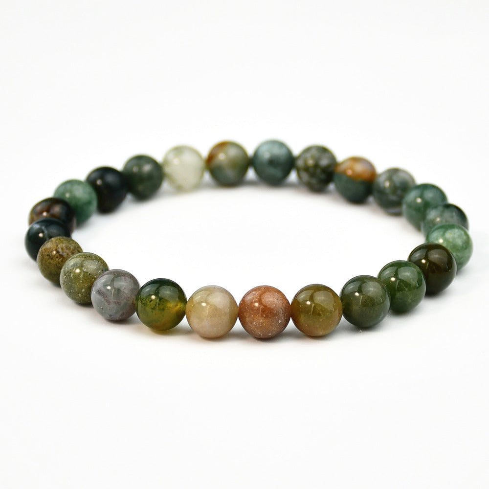 Minimalist Geometric Natural Agate Tourmaline Pink Crystal Beaded Bracelet Unisex Handmade Jewelry