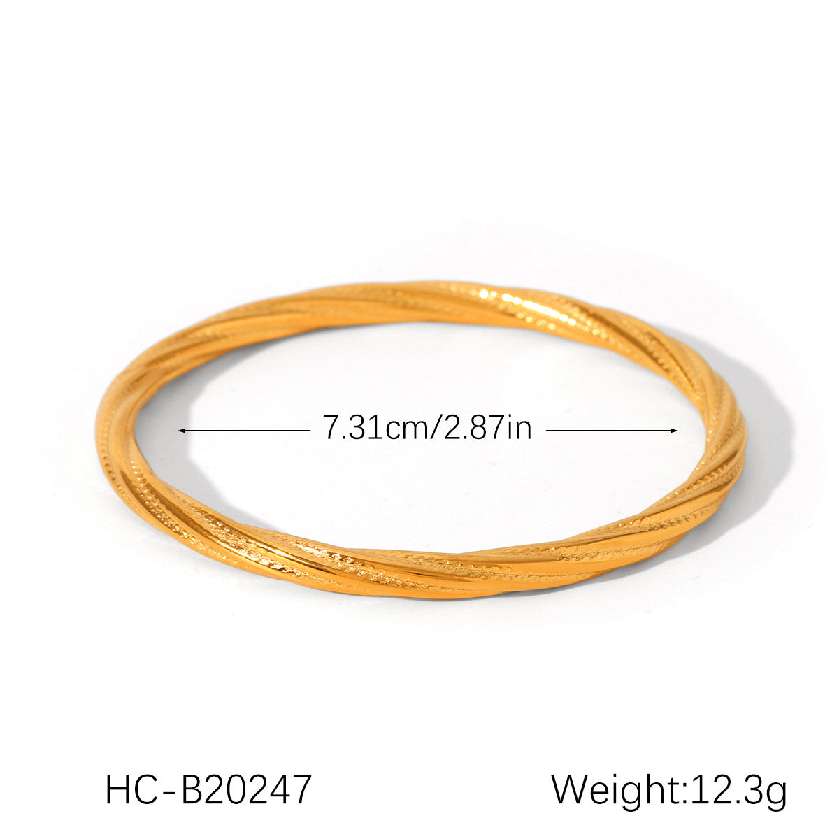 Bracciale da donna in acciaio inossidabile testurizzato cavo minimalista con finitura placcata