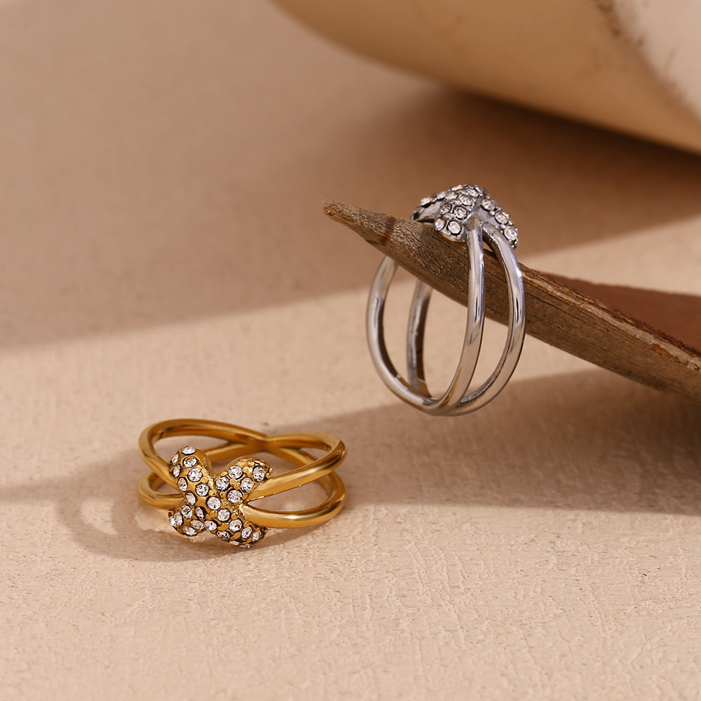Minimalist Geometric Stainless Steel Ring with 18K Gold Plating for Women