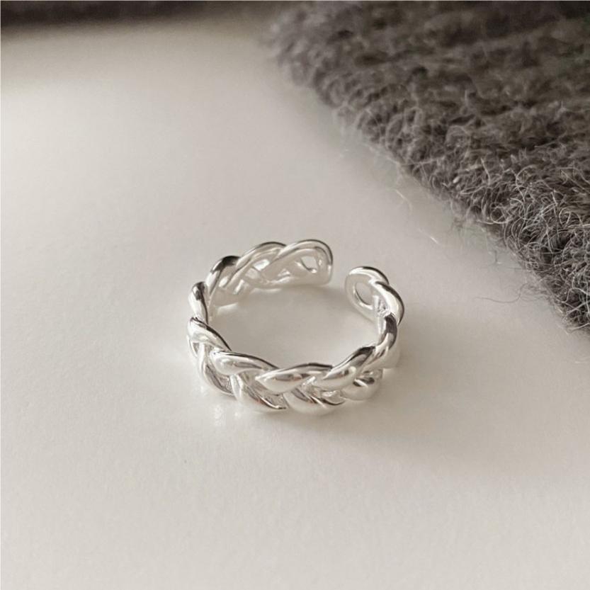 Anello da donna minimalista geometrico in argento sterling S925 intessuto a mano