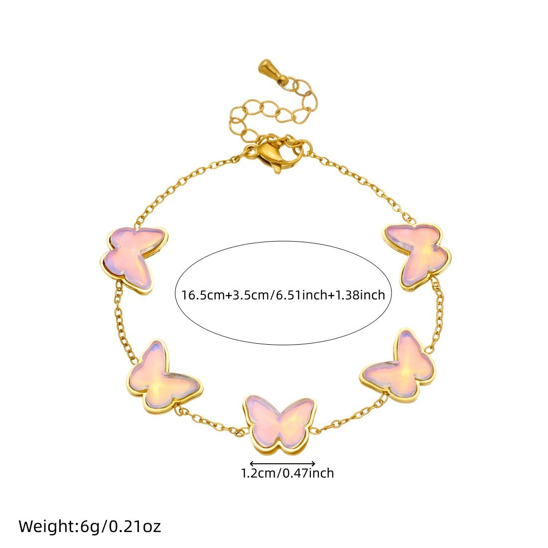 Sweet Gold Plated Stainless Steel Butterfly Necklace Set for Women