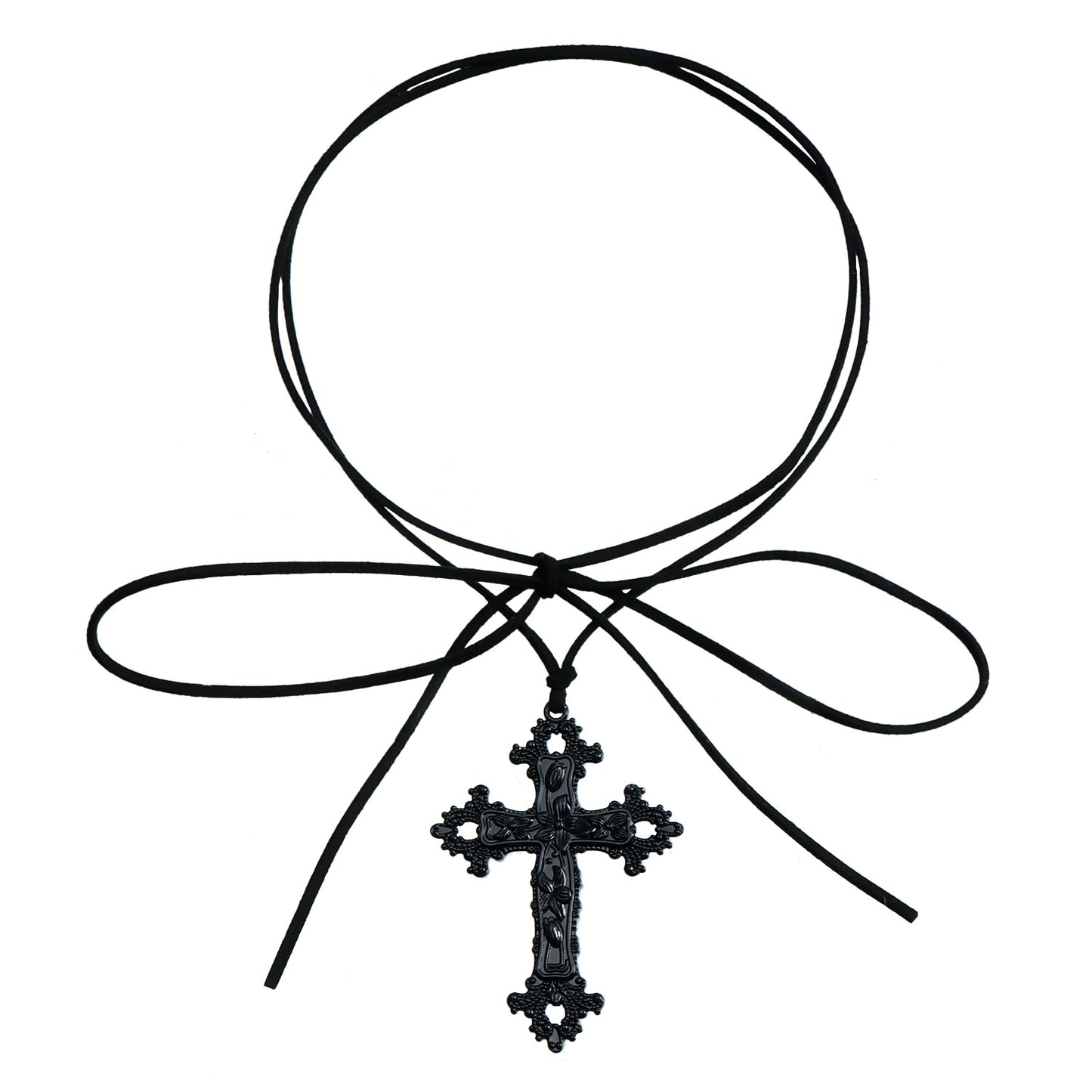 Gothic Dark Cross Heart Pendant Necklace for Women Alloy Geometric Locket Chain with Plated Finish