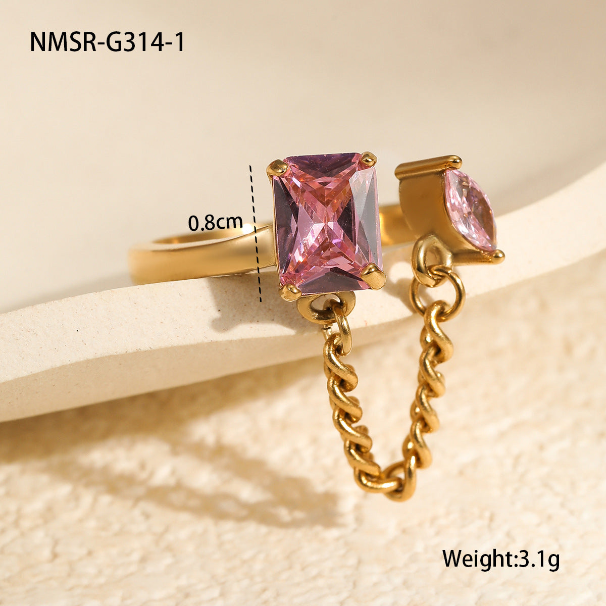 Anillo Minimalista de Acero Inoxidable con Forma de Uva y Acabado Chapado para Mujer