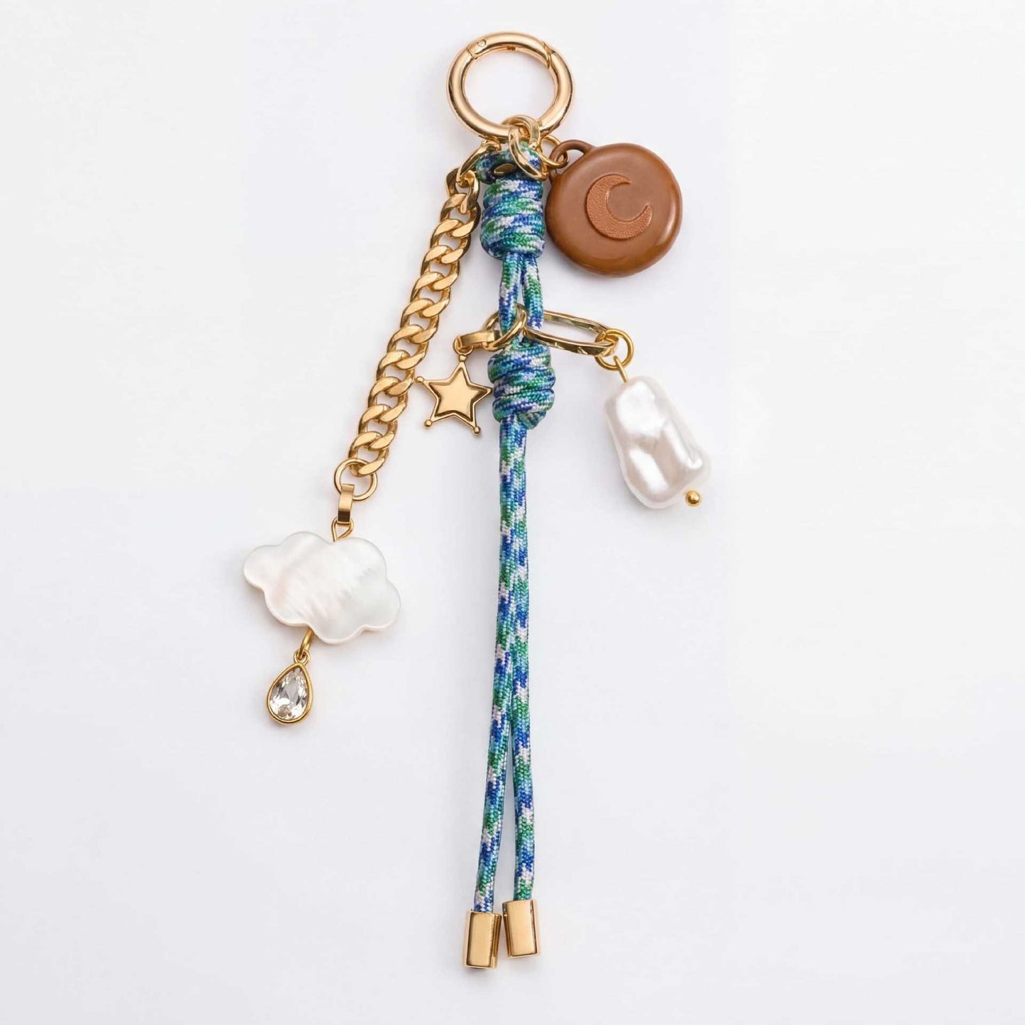 Vintage Minimalist Elegant Plated Alloy Star Moon Bag Charm with Fruit Elements