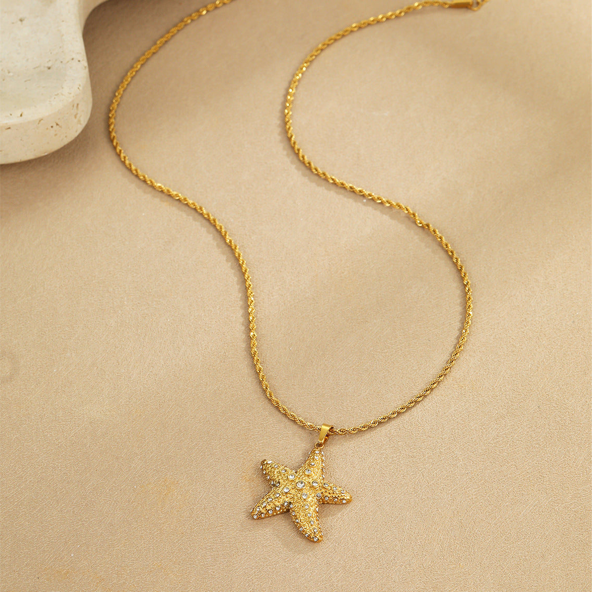 Set di collana, orecchini e anello a forma di cuore in acciaio inossidabile, con stella marina, placcato, gioielli da donna ispirati all'oceano