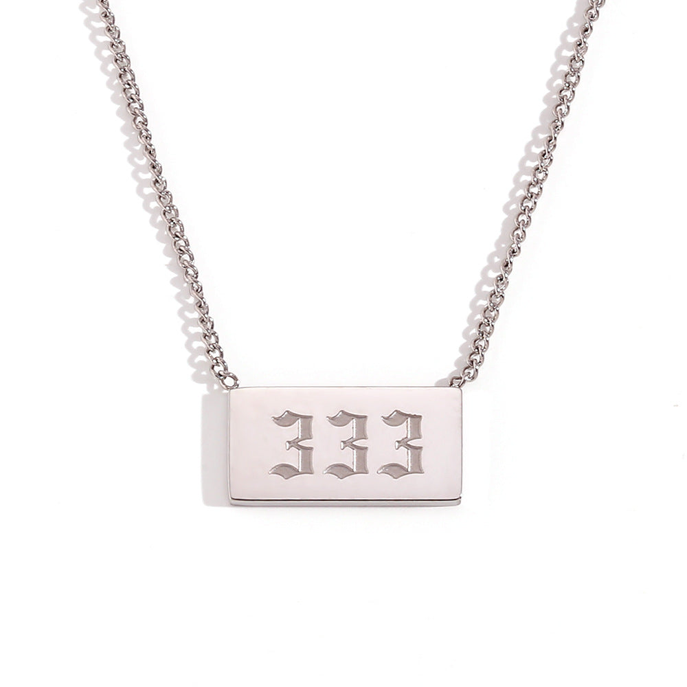Minimalist Geometric Number Pendant Necklace for Women in Stainless Steel with Plated Finish