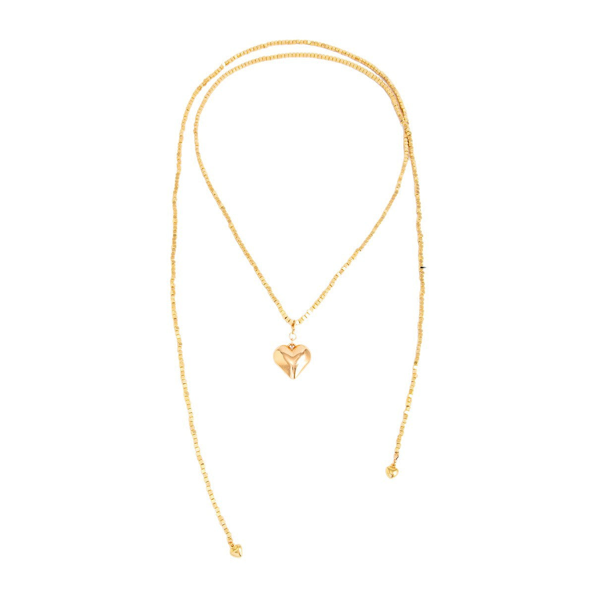 Sweet Minimalist Square Heart Geometric Acrylic Pearl Necklace Alloy Pendant Plated Y-Chain for Women