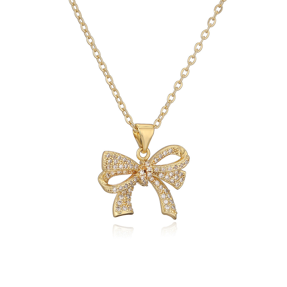 Minimalist Bowknot Pendant Necklace for Women with Copper Chain and Geometric Design