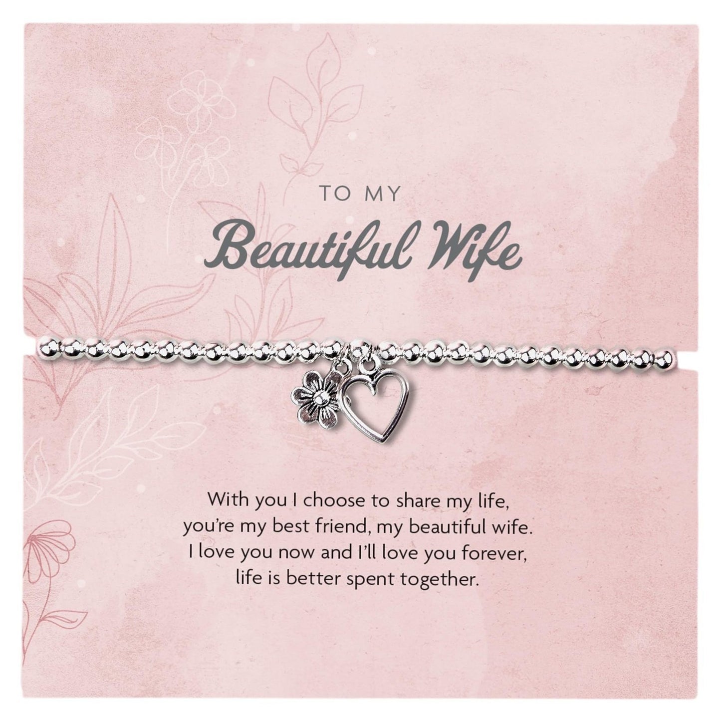 Minimalist Heart Floral Ball Chain Bracelet Stainless Steel Plated Women's Jewelry