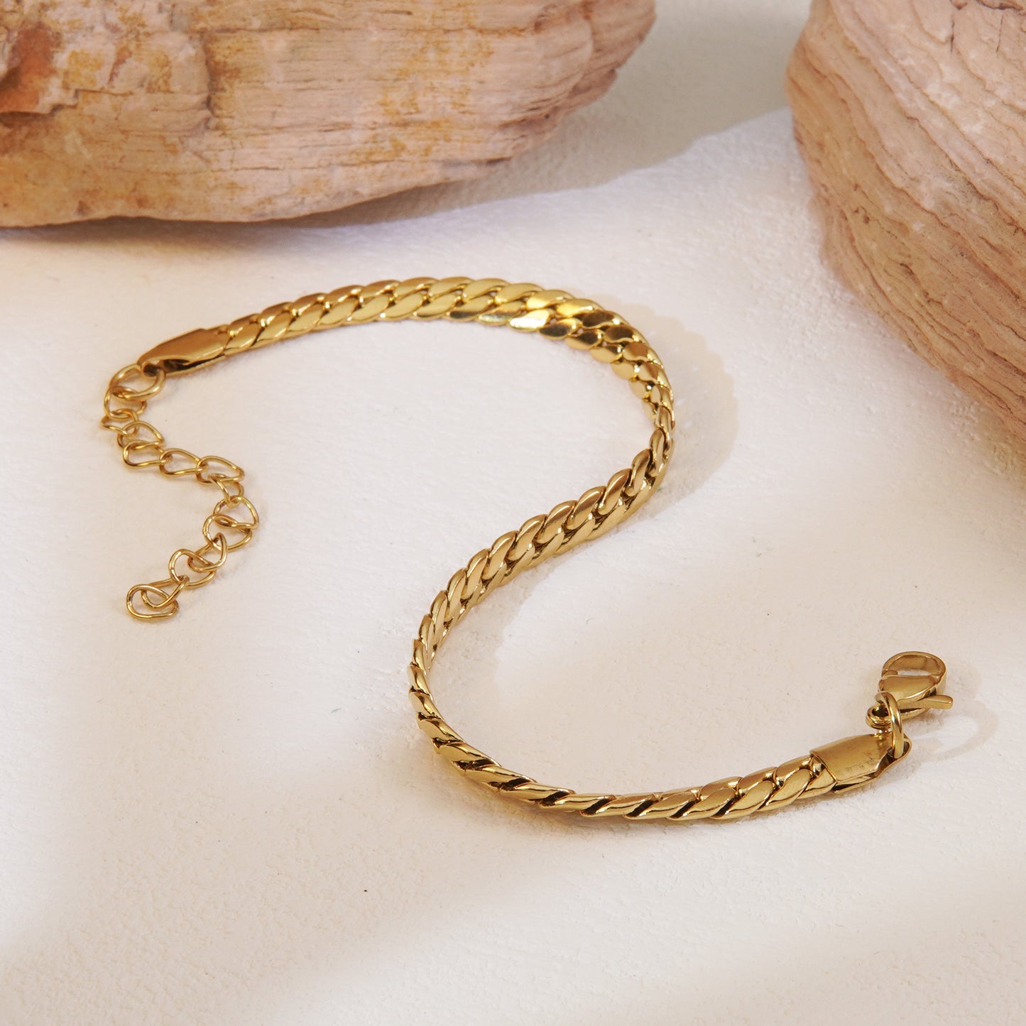Set collana da donna con catena barbazzale in acciaio inossidabile placcato oro 18 carati con pianta di grano
