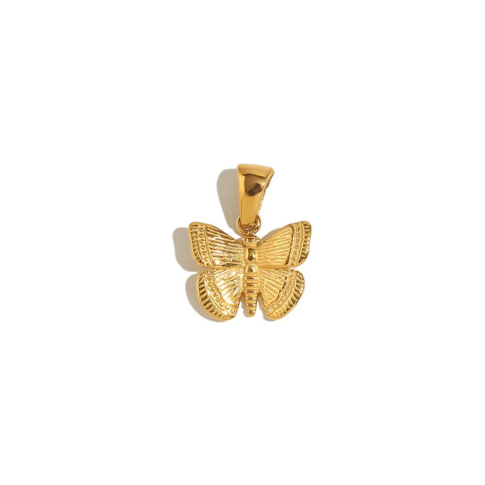 18K Gold Plated Stainless Steel Animal Bee Coin Shell Cubic Zirconia Pendant Charm Bar
