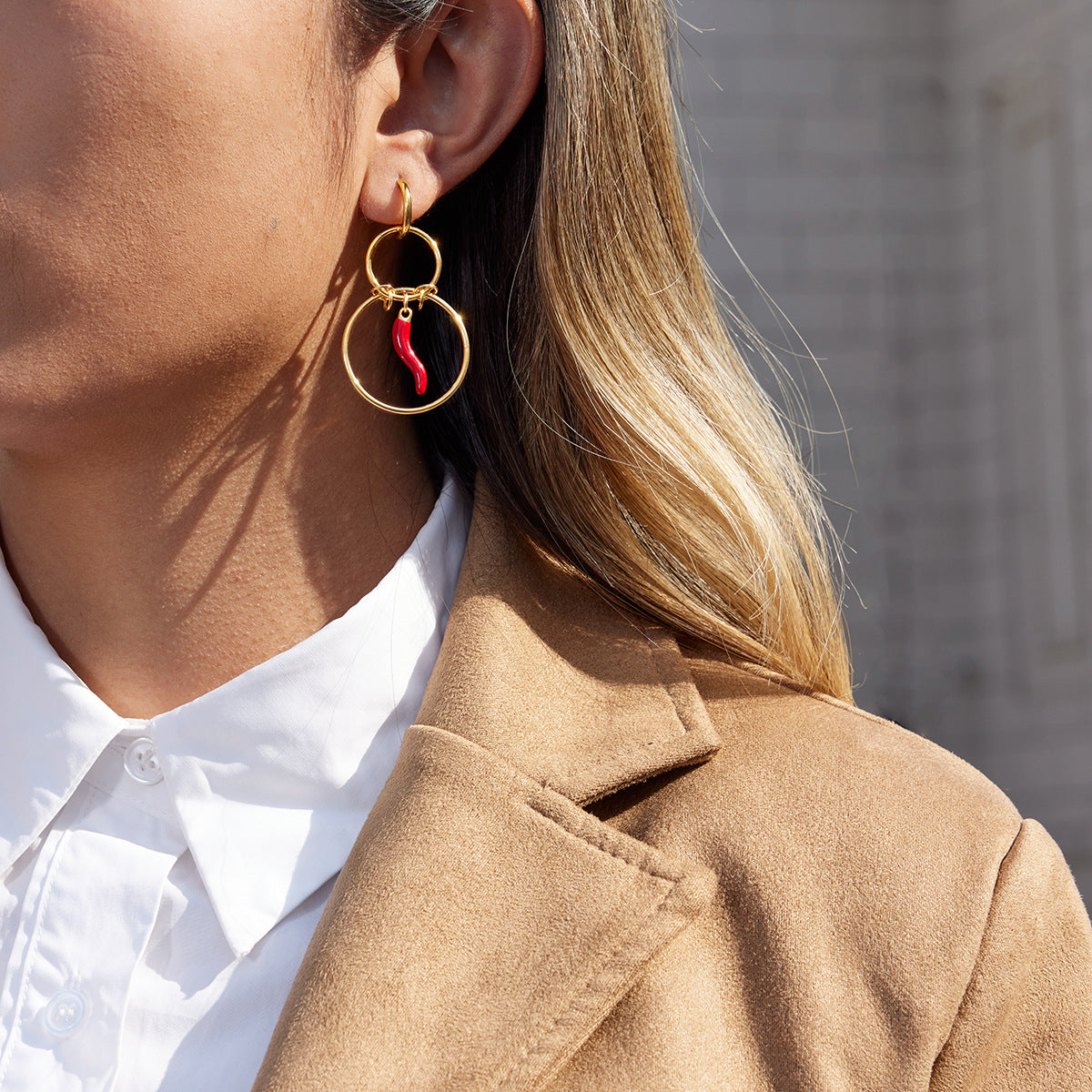 Pendientes de aro esmaltados de acero inoxidable geométricos minimalistas para mujer, hipoalergénicos y resistentes a la decoloración