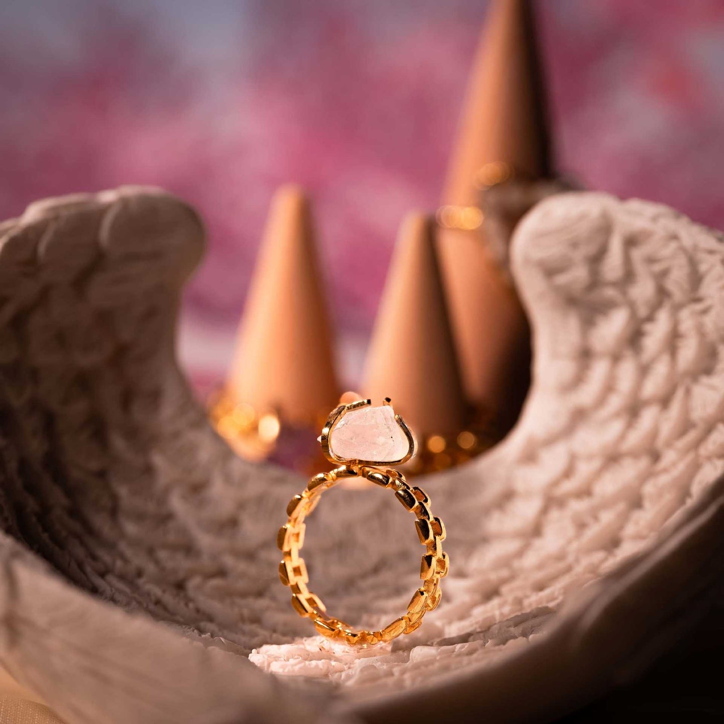 Set di bracciale, collana e anello da donna in acciaio inossidabile a forma di cuore, stile vintage, con pietre naturali e zirconi placcati
