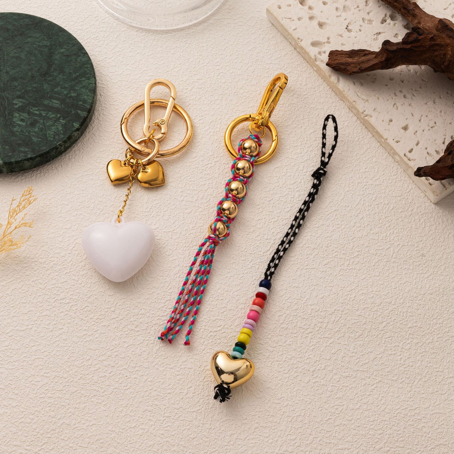 Minimalist Plated Alloy Heart Teardrop Charm Bar Keychain Bag Pendant DIY Accessories