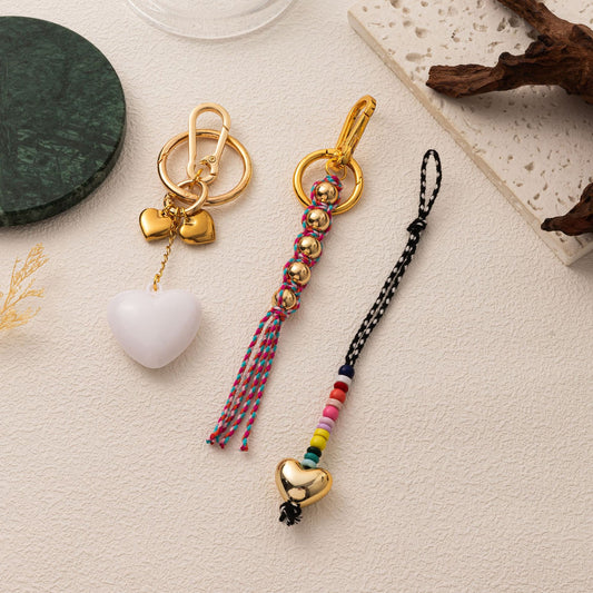 Minimalist Plated Alloy Heart Teardrop Charm Bar Keychain Bag Pendant DIY Accessories