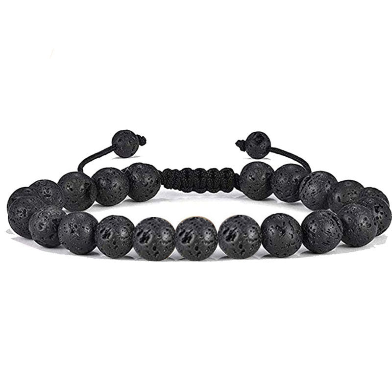 Geometric Tiger Eye Lava Stone Braided Bracelet Unisex Handmade Gift