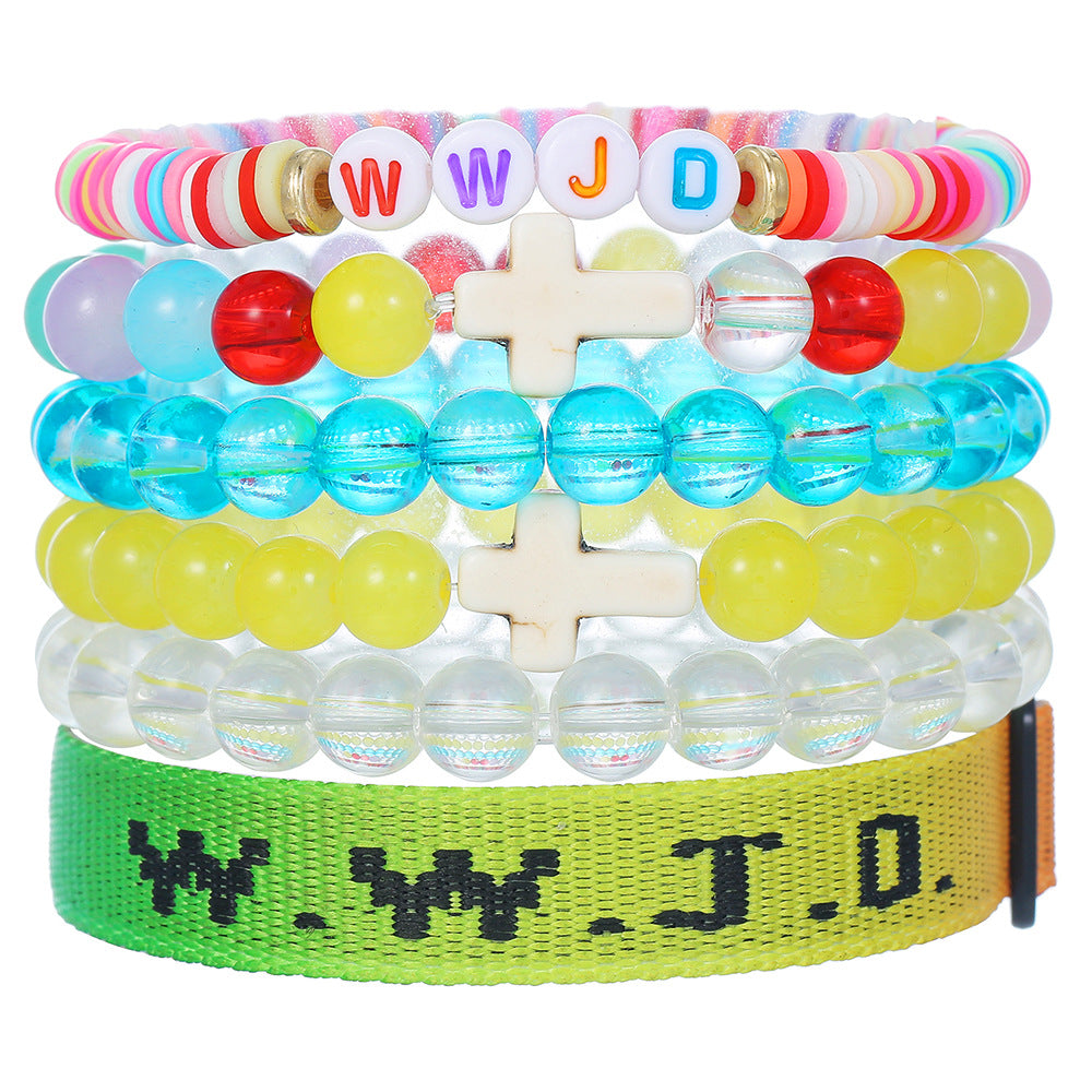 Unisex Geometric Cross Round Resin Bracelet