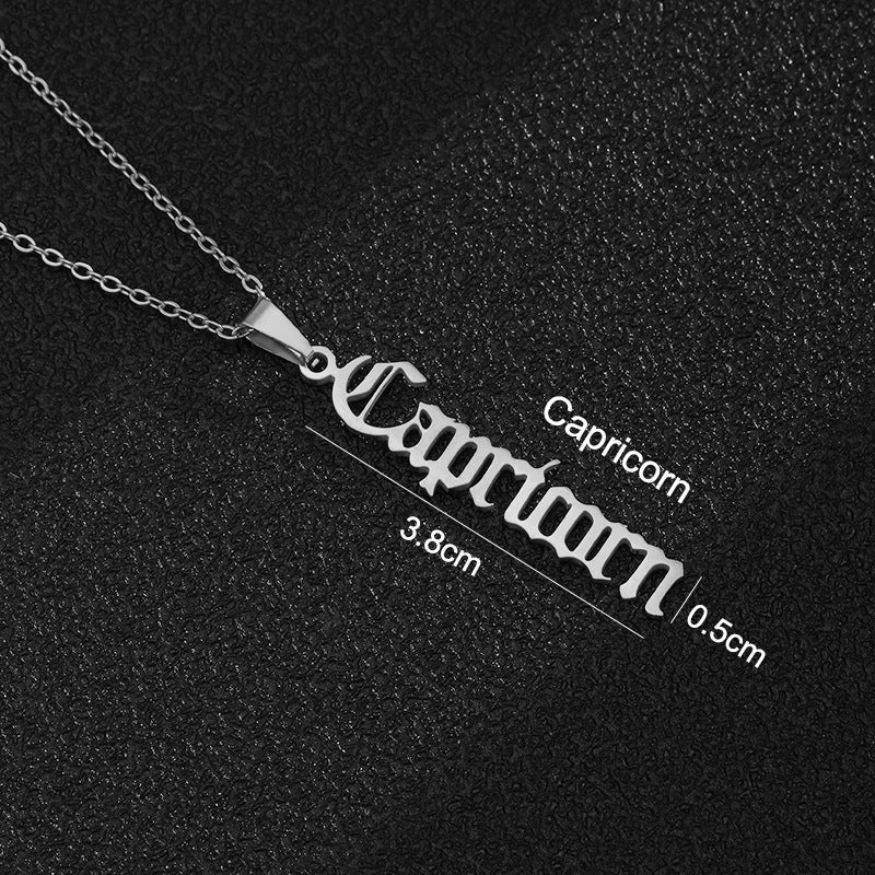 Zodiac-Themed Stainless Steel Pendant Necklace with Titanium Steel Charm and Electroplated Finish for Unisex Wear