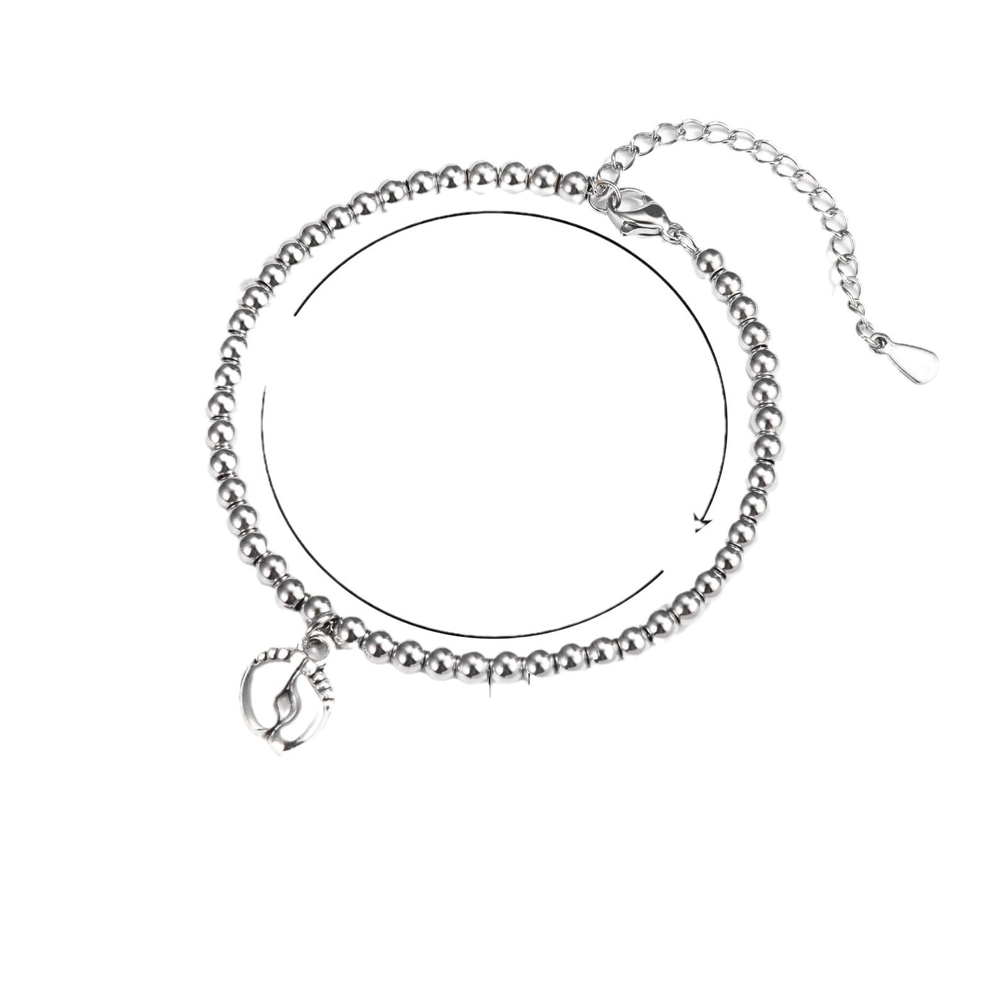 Sweet Geometric Footprint Charm Stainless Steel Ball Chain Bracelet Unisex