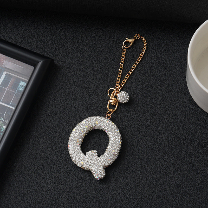 Luxury Rhinestone Letter Pendant Resin Charm for Car Cup Chain
