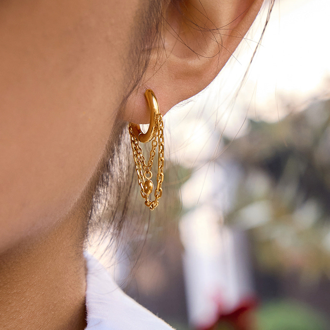Pendientes de aro con borla de circonita cúbica, chapados en acero inoxidable, geométricos redondos y elegantes para mujer
