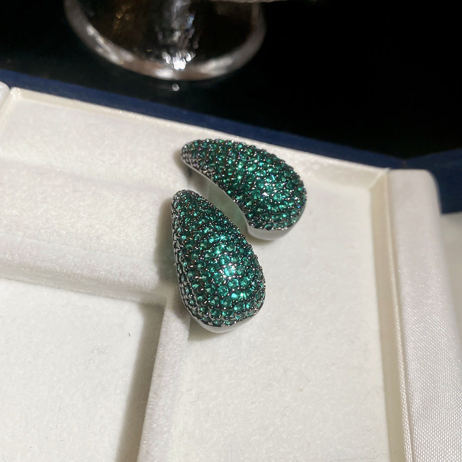 Pendientes de Cobre con Forma de Gota de Agua Goteando, Estilo Vintage, con Circonitas y Postes de Acero para Mujer