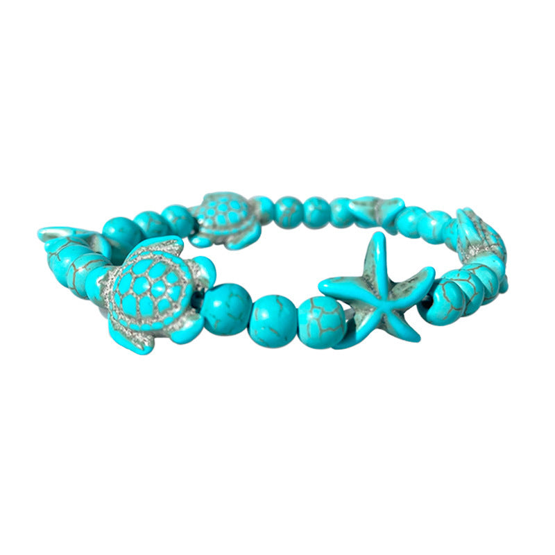 Bohemian Geometric Natural Turquoise Beaded Bracelet Unisex